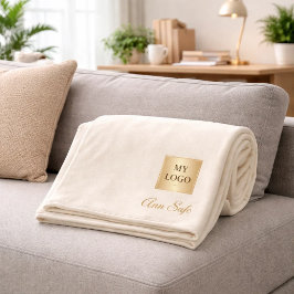 Beige crème bedrijf logo bedrijfsnaam schrift fleece deken