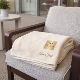 Beige crème bedrijf logo bedrijfsnaam schrift fleece deken