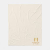 Beige crème bedrijfslogo cadeau tekst fleece deken (Voorkant)