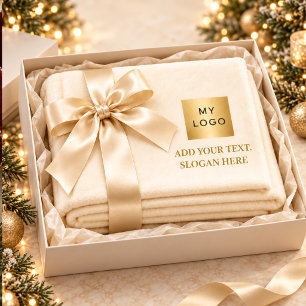 Beige crème bedrijfslogo cadeau tekst fleece deken