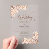 Beige crème bloemen duidelijke bruiloft acryl uitnodigingen (Insitu (Draagbaar))