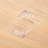 Beige crème bloemen duidelijke bruiloft acryl uitnodigingen (Laagn)