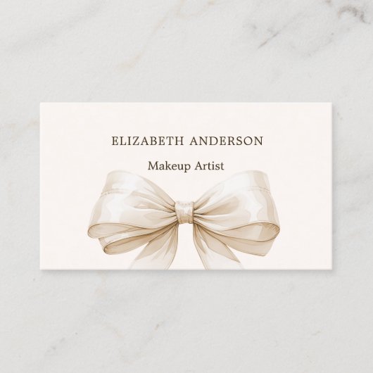 Beige crème boog elegante qr code visitekaartje (Voorkant)