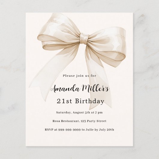 Beige crème boog elegante verjaardagsuitnodiging (Voorkant)