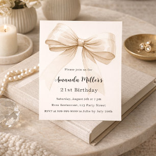 Beige crème boog elegante verjaardagsuitnodiging