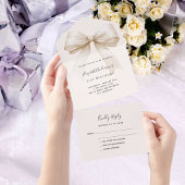 Beige crème boog verjaardagsfeest rsvp all in one uitnodiging