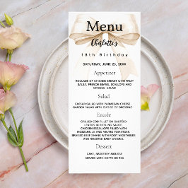 Beige crème boog verjaardagsmenu kaart