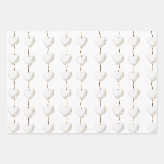 Beige Crème Bruin Witte Harten Boho Verjaardag Inpakpapier Vel (Voorkant 2)