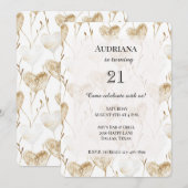 Beige Crème Bruin Witte Harten Boho Verjaardag Kaart (Voorkant / Achterkant)