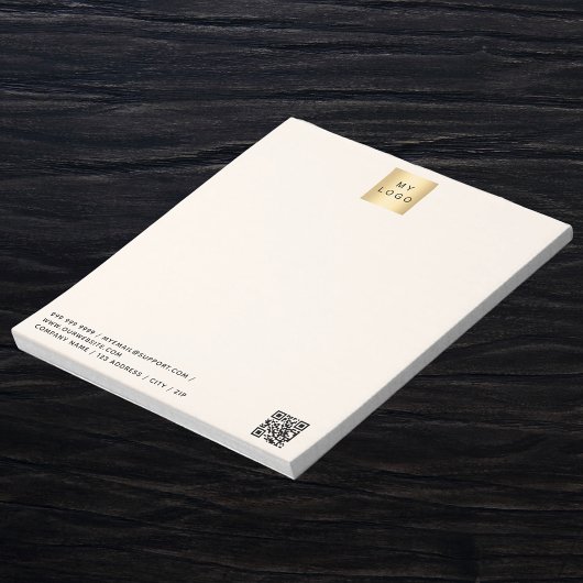 Beige crème business logo QR-code Notitieblok