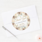 Beige Crème Champagne Bloemen Quinceañera Sweet 16 Ronde Sticker (Envelop)