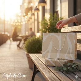 Beige Crème Eenvoudig Organisch Patroon Groot Cadeauzakje