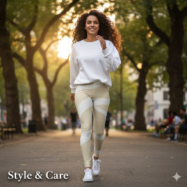 Beige Crème Eenvoudig Organisch Patroon Leggings