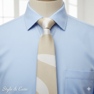 Beige Crème Eenvoudig Organisch Patroon Stropdas
