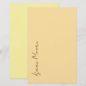 Beige Crème Eenvoudige Elegante Script Calligrafie Briefpapier (Voorkant / Achterkant)