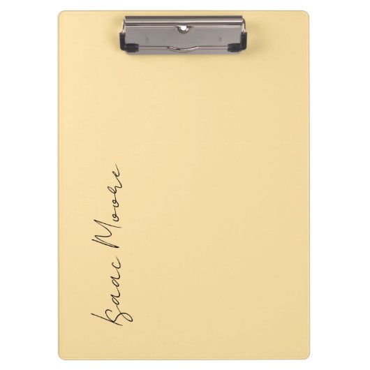 Beige Crème Eenvoudige Elegante Script Calligrafie Klembord (Voorkant)
