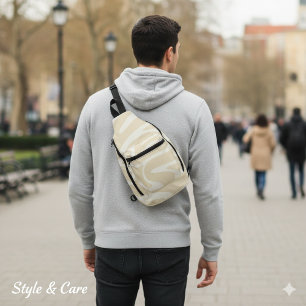 Beige Crème Eenvoudige Organische Patroon Schouder Sling Bag