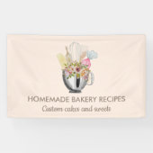 Beige Crème Elegante Minimaal Bakkerij gebak Spandoek (Horizontaal)