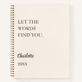 Beige crème inspirerend citaat schrijven notitieboek (Voorkant)