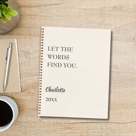 Beige crème inspirerend citaat schrijven notitieboek