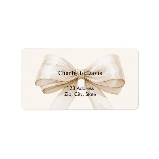 Beige crème lint retouradres  etiket (Voorkant)
