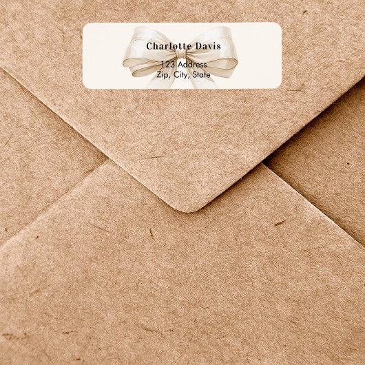 Beige crème lint terugadres  etiket