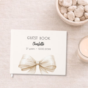 Beige crème lint verjaardag gastenboek