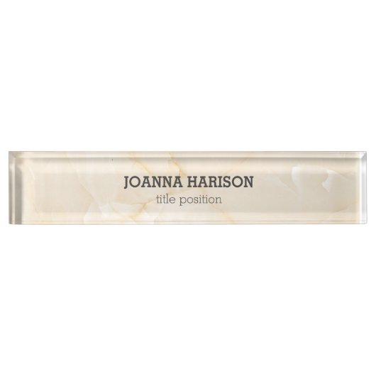 Beige crème marmer naambordje (Voorkant)