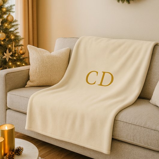 Beige crème monogram initialen modern fleece deken