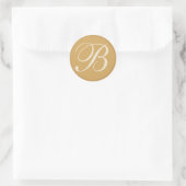 Beige & Crème Monogrammed Huwelijksenvelop Afdicht Ronde Sticker (Tas)