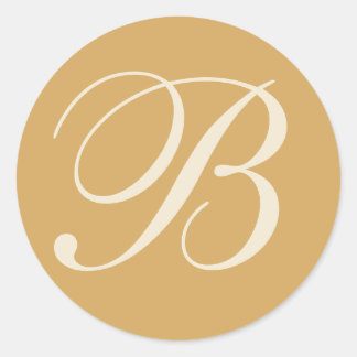 Beige & Crème Monogrammed Huwelijksenvelop Afdicht Ronde Sticker