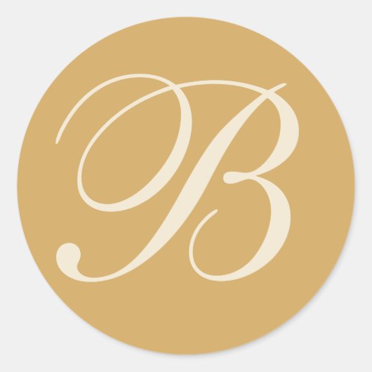 Beige & Crème Monogrammed Huwelijksenvelop Afdicht Ronde Sticker (Voorkant)