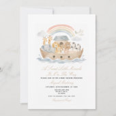 Beige Crème Noach's Ark Babyshower Uitnodiging (Voorkant)