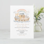 Beige Crème Noach's Ark Babyshower Uitnodiging (Staand voorkant)