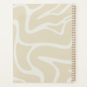 Beige Crème Organisch Patroon met Aangepast Letter Planner (Achterkant)