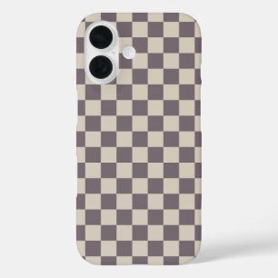 Beige Crème Patronen, Checkerboard Check Checkered iPhone 16 Hoesje