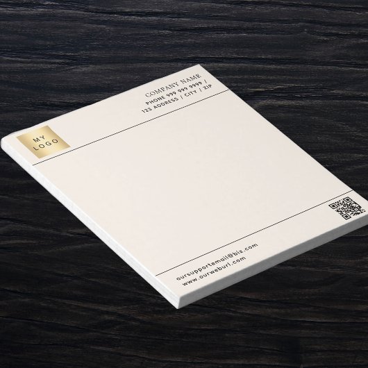 Beige crème QR code business logo briefhoofd Notitieblok