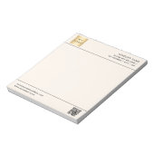 Beige crème QR code business logo briefhoofd Notitieblok (Linkerzijde)