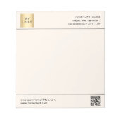 Beige crème QR code business logo briefhoofd Notitieblok (Voorkant)