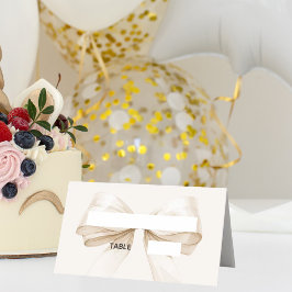 Beige Crème Strik Ivory Plaatjes | Elegante Gevouw Plaatskaartje