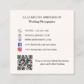 Beige crème strik QR-code sociale media Vierkante Visitekaartje (Achterkant)