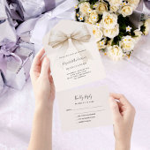 Beige crème strik Quinceanera rsvp All In One Uitnodiging