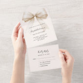 Beige crème strik Quinceanera rsvp All In One Uitnodiging (Afscheurbaar)