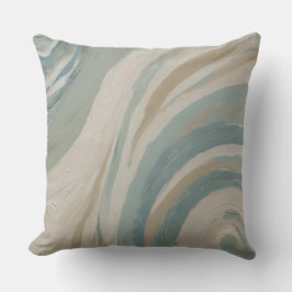 Beige Crème Teal Blauwe Groene Golven Kussen