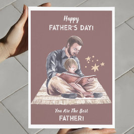 Beige crème Waterverf vader en zoon Vaderdag Kaart