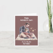 Beige crème Waterverf vader en zoon Vaderdag Kaart (Voorkant)