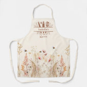 Beige crème waterverf wilde bloemen roze boho schort (Voorkant)