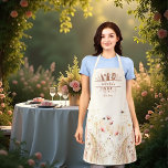 Beige crème waterverf wilde bloemen roze boho schort<br><div class="desc">Een boho stijl schort. Een beige,  crèmekleurige achtergrond. Versierd met waterkleurige roze wilde bloemen en bijen. Personaliseer en voeg jouw namen en een tekst toe. Keukengerei framing van de naam.</div>