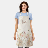 Beige crème waterverf wilde bloemen roze boho schort (Gedragen)