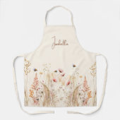 Beige crème waterverf wilde bloemen roze boho schort (Voorkant)